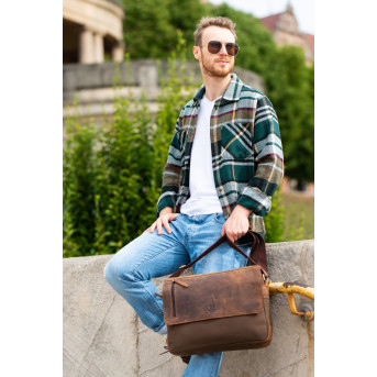 BRĄZOWA TORBA MĘSKA NA RAMIĘ T-20-BR PAOLO PERUZZI