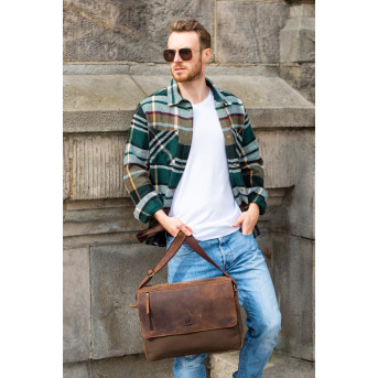 BRĄZOWA TORBA MĘSKA NA RAMIĘ T-20-BR PAOLO PERUZZI