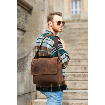 BRĄZOWA TORBA MĘSKA NA RAMIĘ T-20-BR PAOLO PERUZZI