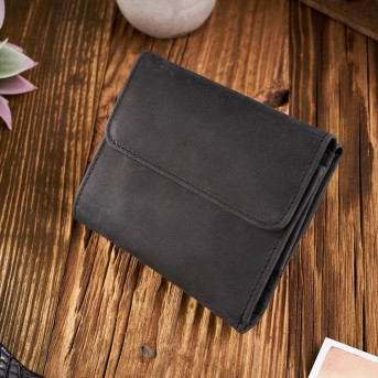 PORTFEL DAMSKI SKÓRZANY VINTAGE RETRO T-11-BL