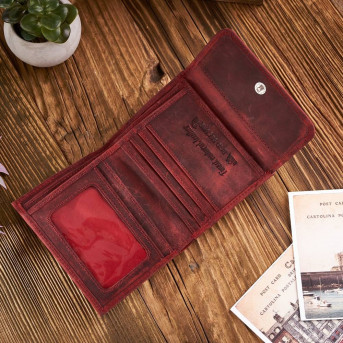 PORTFEL DAMSKI SKÓRZANY VINTAGE RETRO T-11-RD