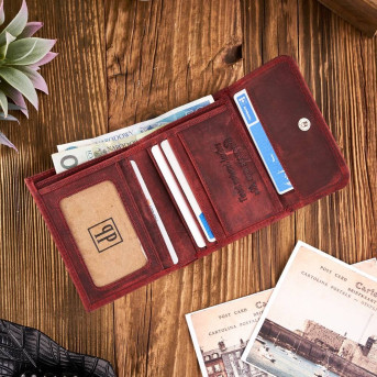 PORTFEL DAMSKI SKÓRZANY VINTAGE RETRO T-11-RD