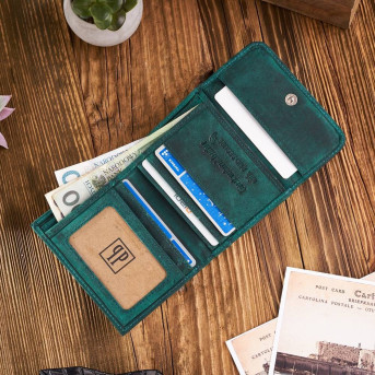 PORTFEL DAMSKI SKÓRZANY VINTAGE RETRO T-11-GR