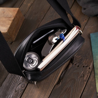 SKÓRZANA TORBA SASZETKA MĘSKA NA RAMIĘ PAOLO PERUZZI  T-74-BL