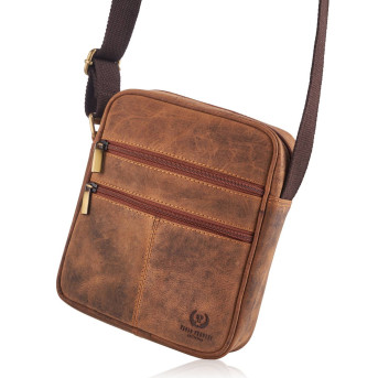 SASZETKA TORBA MĘSKA ZE SKÓRY NATURALNEJ VINTAGE PAOLO PERUZZI T-74-HBR