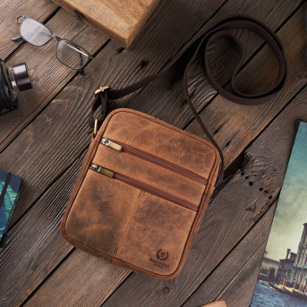 SASZETKA TORBA MĘSKA ZE SKÓRY NATURALNEJ VINTAGE PAOLO PERUZZI T-74-HBR