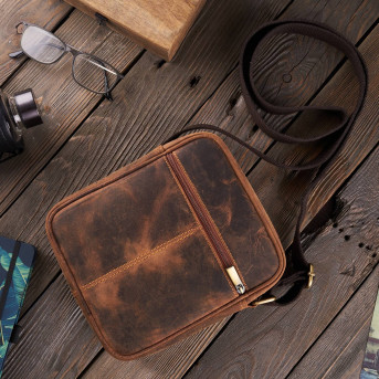 SASZETKA TORBA MĘSKA ZE SKÓRY NATURALNEJ VINTAGE PAOLO PERUZZI T-74-HBR