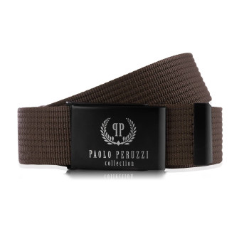 Pasek męski parciany brązowy 105 cm Paolo Peruzzi pasek do spodni i jeansów PW-26-105