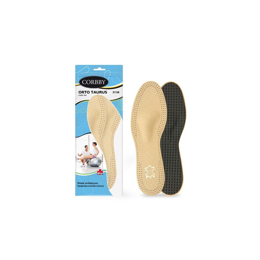 MEDYCZNE WKŁADKI DO BUTÓW ORTO TAURUS SKÓRZANE CORBBY r. 35