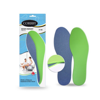 WKŁADKI DO BUTÓW DENIM MEMORY Z PAMIĘCIĄ KSZTAŁTU CORBBY r. 35-36