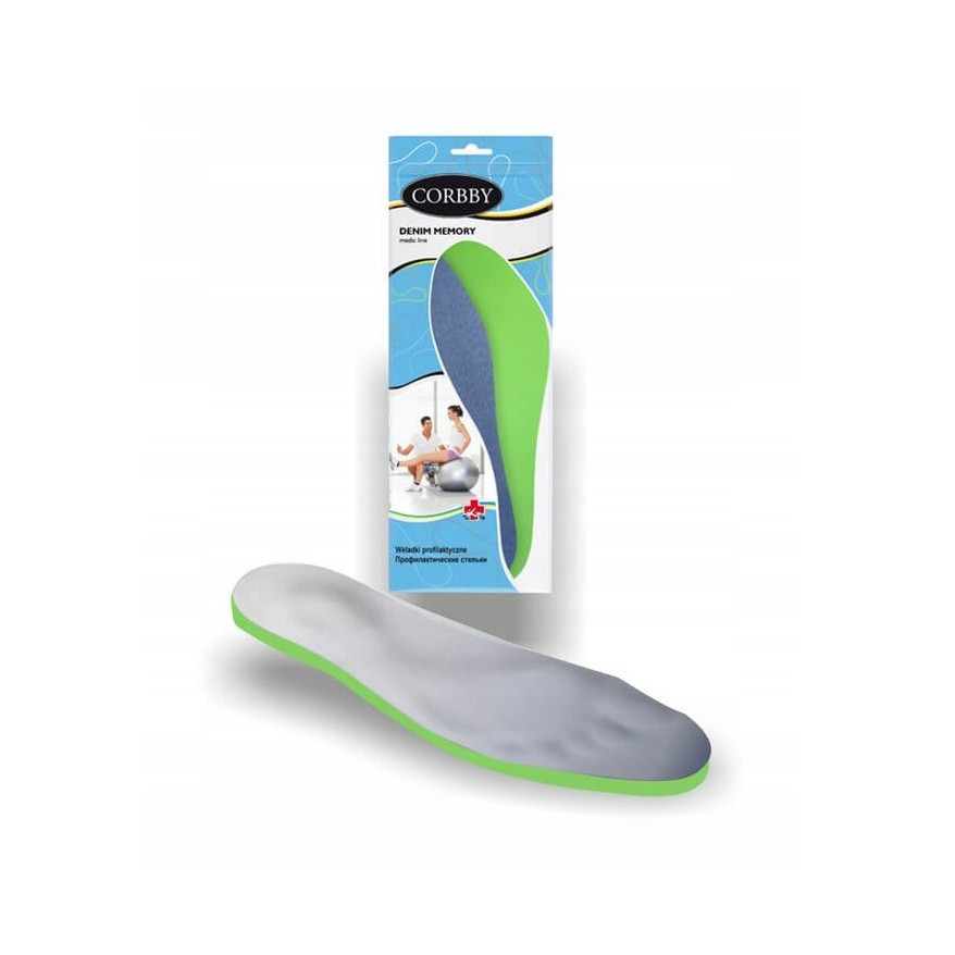WKŁADKI DO BUTÓW DENIM MEMORY Z PAMIĘCIĄ KSZTAŁTU CORBBY r. 37-38