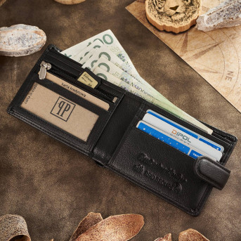 CZARNY SKÓRZANY PORTFEL MĘSKI RFID PAOLO PERUZZI T-77-BL