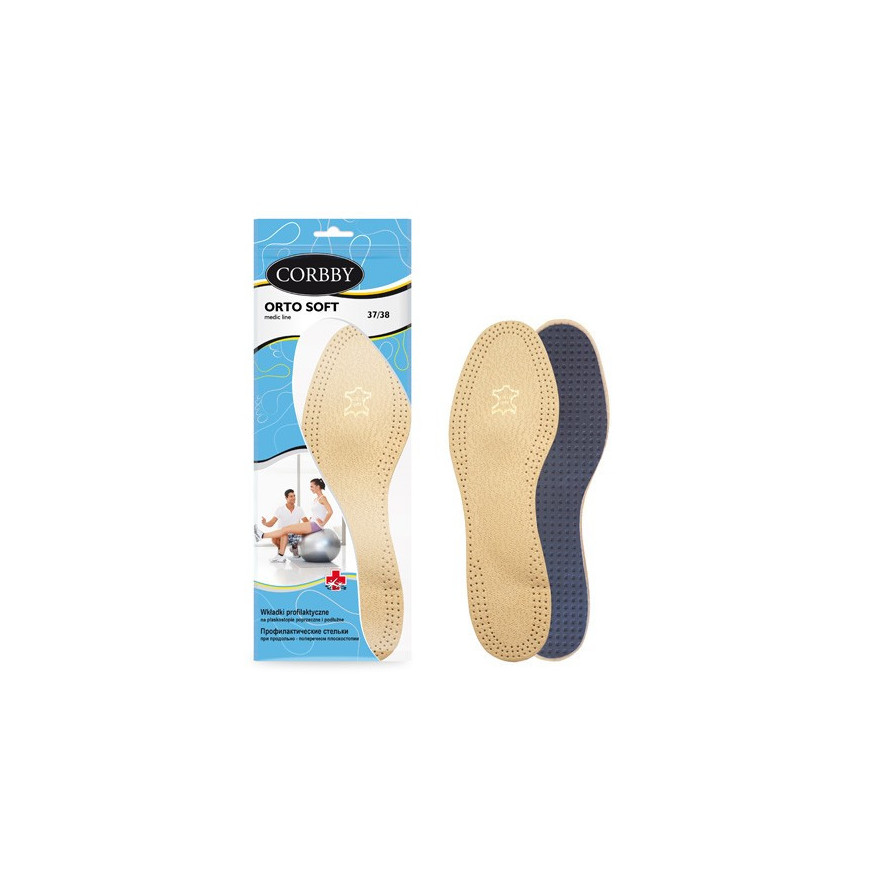 SKÓRZANE WKŁADKI DO BUTÓW NA PŁASKOSTOPIE CORBBY R. 42
