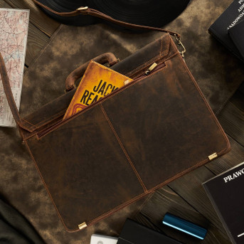 AKTÓWKA MĘSKA SKÓRZANA VINTAGE PAOLO PERUZZI T-80-HBR