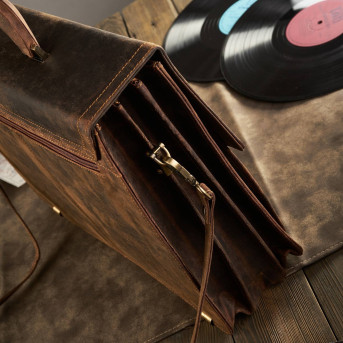 AKTÓWKA MĘSKA SKÓRZANA VINTAGE PAOLO PERUZZI T-80-HBR