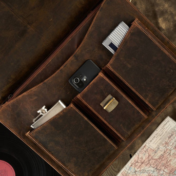 AKTÓWKA MĘSKA SKÓRZANA VINTAGE PAOLO PERUZZI T-80-HBR