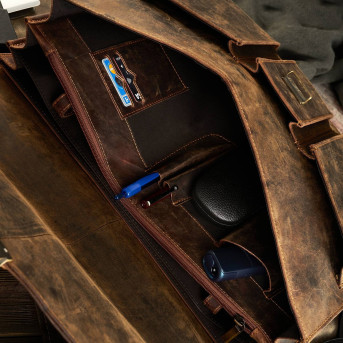 AKTÓWKA MĘSKA SKÓRZANA VINTAGE PAOLO PERUZZI T-80-HBR