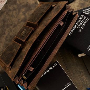 AKTÓWKA MĘSKA SKÓRZANA VINTAGE PAOLO PERUZZI T-80-HBR