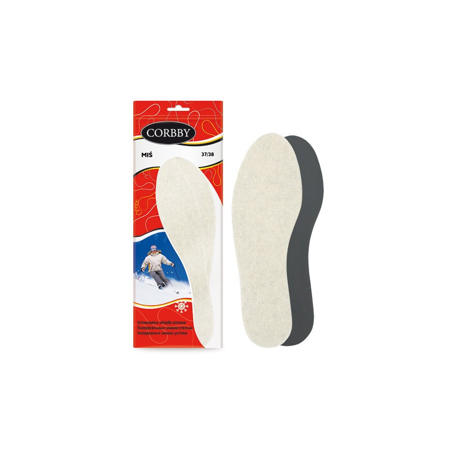 UNIWERSALNE WKŁADKI ZIMOWE DO BUTÓW MIŚ CORBBY R. 39/40