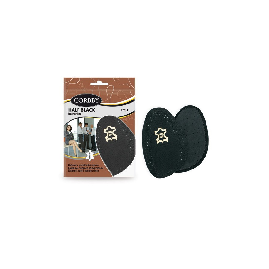 SKÓRZANE PÓŁWKŁADKI DO BUTÓW CZARNE CORBBY R.35/36