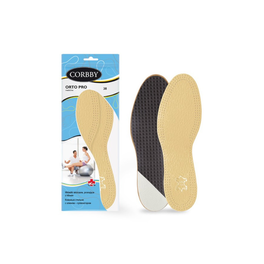 WKŁADKI DO BUTÓW SKÓRZANE PRONUJĄCE Z KLINEM CORBBY R. 39