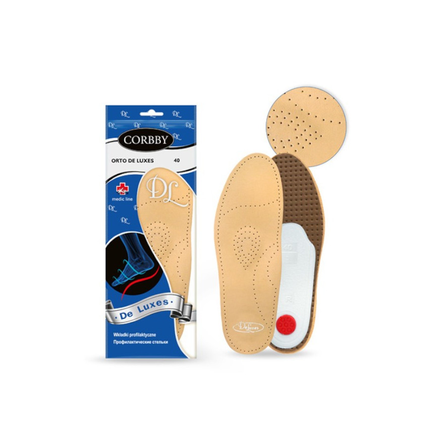 PROFILAKTYCZNE WKŁADKI DO BUTÓW ORTO SKÓRA POLEROWANA CORBBY R. 37