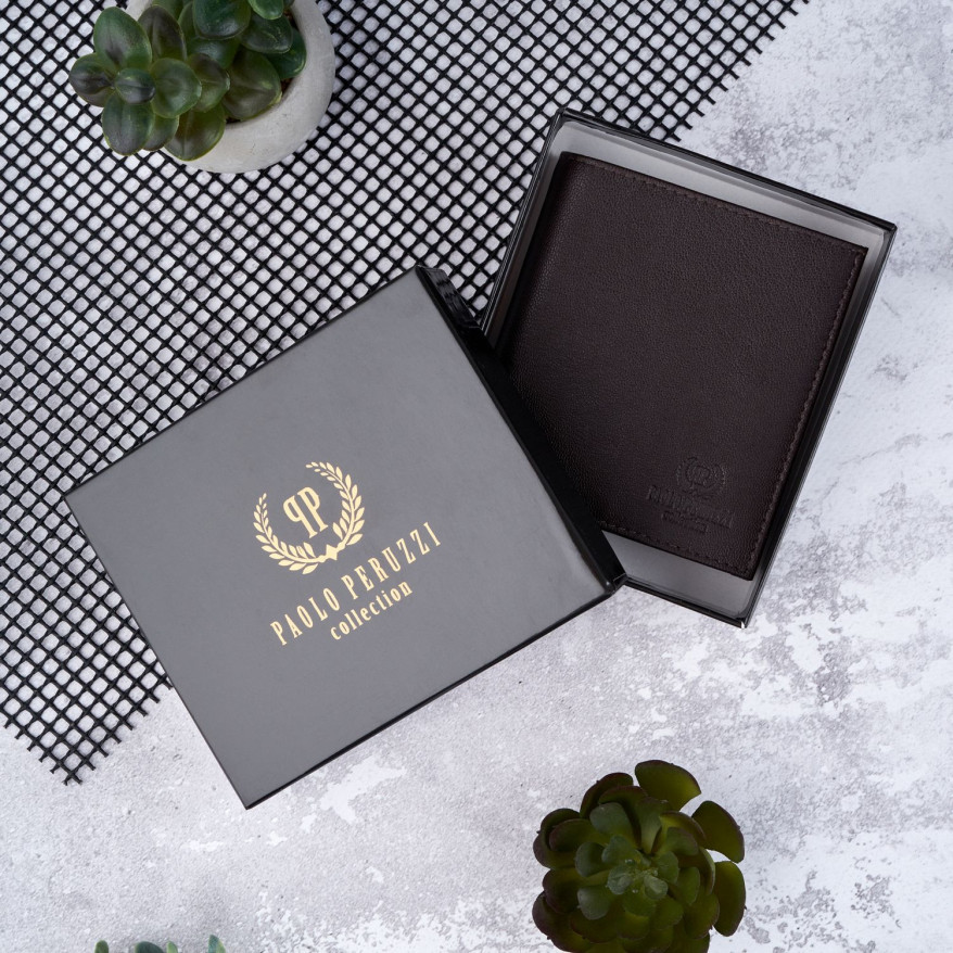 BRĄZOWY SKÓRZANY PORTFEL DAMSKI PAOLO PERUZZI IN-28-BR