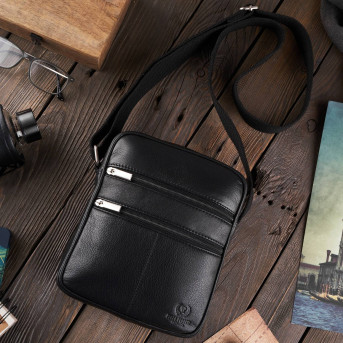 Zestaw prezentowy dla niego ZUP-76-BL SASZETKA MĘSKA NA RAMIĘ T-74 I SKÓRZANY PORTFEL MĘSKI T-79