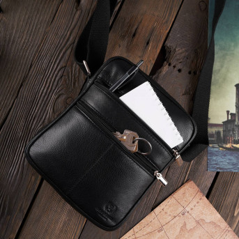 Zestaw prezentowy dla niego ZUP-76-BL SASZETKA MĘSKA NA RAMIĘ T-74 I SKÓRZANY PORTFEL MĘSKI T-79