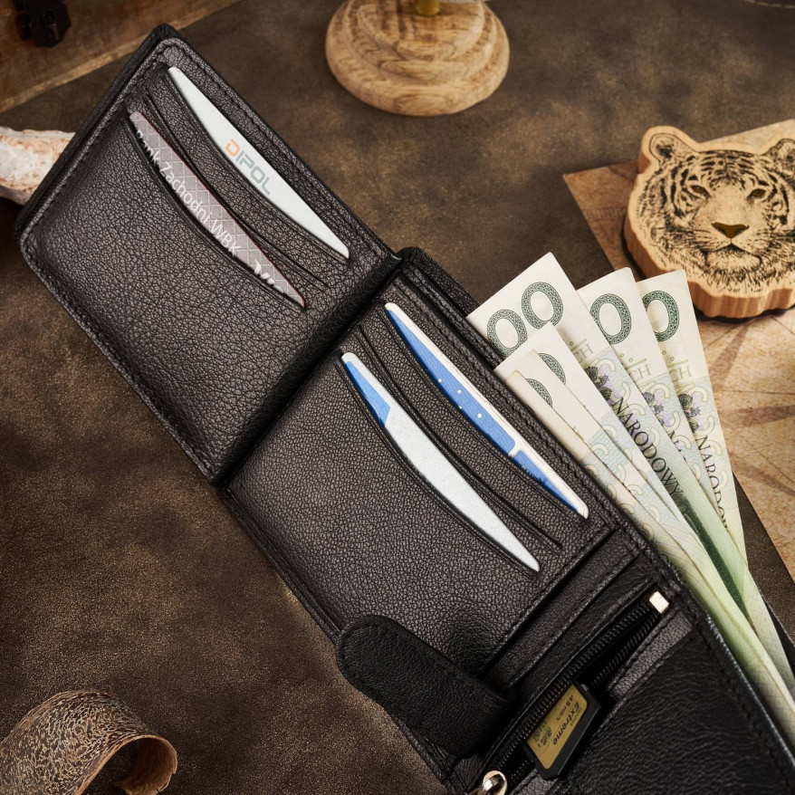 Zestaw prezentowy dla niego ZUP-76-BL SASZETKA MĘSKA NA RAMIĘ T-74 I SKÓRZANY PORTFEL MĘSKI T-79