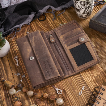 ZESTAW PREZENTOWY ZUP-36-BR PORTFEL DAMSKI T-01 I ETUI SKÓRZANE