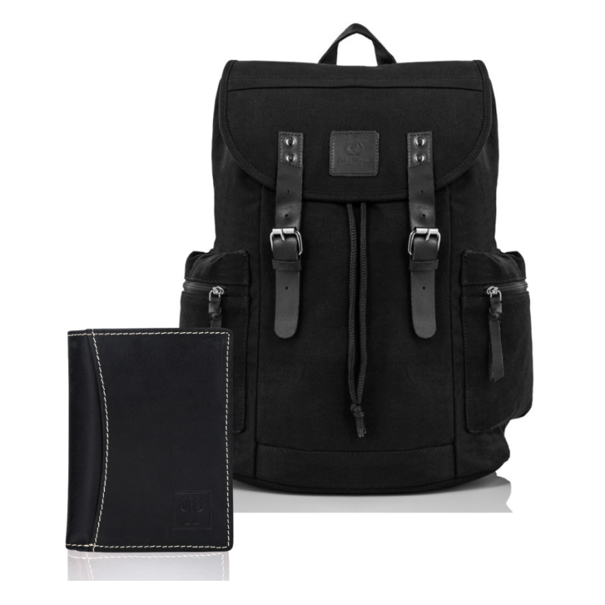 ZESTAW PREZENTOWY ZUP-78-BL POJEMNY PLECAK MĘSKI T-19-BL I PORTFEL SKÓRZANY T-13-BL