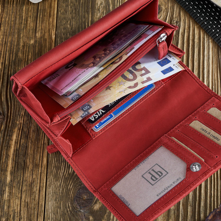 CZERWONY PORTFEL DAMSKI SKÓRZANY PAOLO PERUZZI IN-57-RD