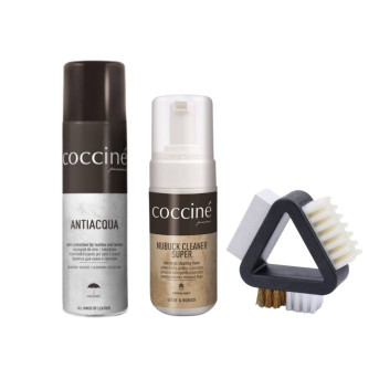 ZESTAW DO CZYSZCZENIA ZAMSZU I NUBUKU ZES-22 PIANKA CZYSZCZĄCA, TRÓJKĄTNA SZCZOTKA I IMPREGNAT COCCINE