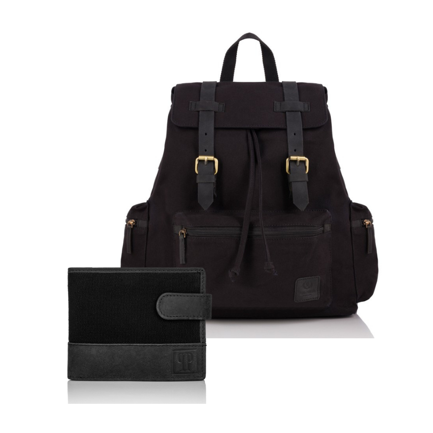 ZESTAW PREZENTOWY ZUP-86-BL POJEMNY PLECAK MĘSKI T-24-BL I PORTFEL T-03-BL