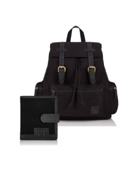 ZESTAW ZUP-87-BL PLECAK MĘSKI Z KIESZENIAMI T-24-BL I PORTFEL MĘSKI MATERIAŁOWY T-04-BL