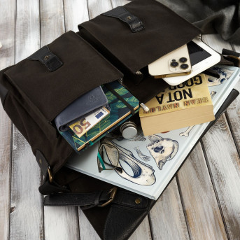 CZARNA TORBA MĘSKA NA RAMIĘ ZE SKÓRY WEGAŃSKIEJ PAOLO PERUZZI E-07-BL