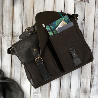 CZARNA TORBA MĘSKA NA RAMIĘ ZE SKÓRY WEGAŃSKIEJ PAOLO PERUZZI E-07-BL