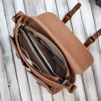 BRĄZOWA TORBA MĘSKA ZE SKÓRY WEGAŃSKIEJ PAOLO PERUZZI E-07-BR