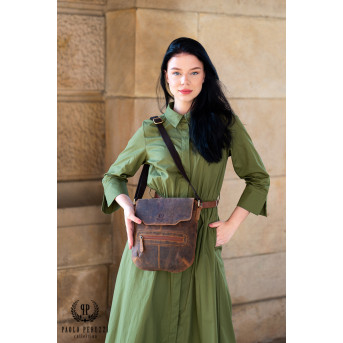 SKÓRZANA TOREBKA LISTONOSZKA DAMSKA NA RAMIĘ PAOLO PERUZZI T-61-HBR