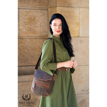 SKÓRZANA TOREBKA LISTONOSZKA DAMSKA NA RAMIĘ PAOLO PERUZZI T-61-HBR