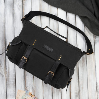 TORBA MĘSKA NA LAPTOPA CZARNA A4 NA RAMIĘ I DO RĘKI PAOLO PERUZZI E-01-BL