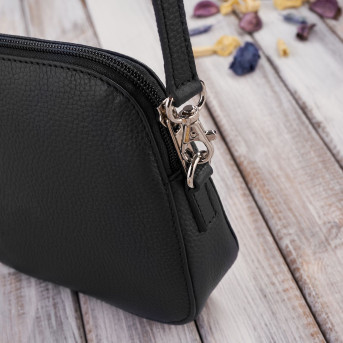 Torebka damska mała skórzana IN-61 torebeczka damska ze skóry naturalnej czarna PAOLO PERUZZI