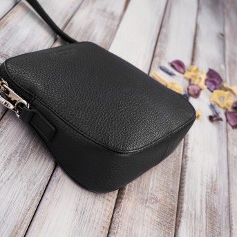 Torebka damska mała skórzana IN-61 torebeczka damska ze skóry naturalnej czarna PAOLO PERUZZI