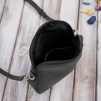 Torebka damska mała skórzana IN-61 torebeczka damska ze skóry naturalnej czarna PAOLO PERUZZI