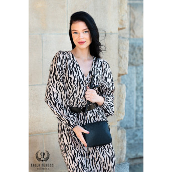 Torebka damska mała skórzana IN-61 torebeczka damska ze skóry naturalnej czarna PAOLO PERUZZI