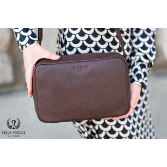 LISTONOSZKA DAMSKA SKÓRZANA NA RAMIĘ BRĄZOWA PAOLO PERUZZI IN-62-BR