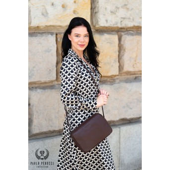 LISTONOSZKA DAMSKA SKÓRZANA NA RAMIĘ BRĄZOWA PAOLO PERUZZI IN-62-BR