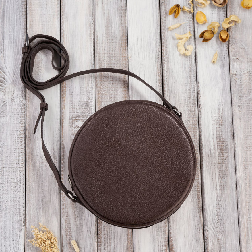 TOREBKA DAMSKA NA RAMIĘ SKÓRZANA BRĄZOWA OKRĄGŁA PAOLO PERUZZI IN-63-BR