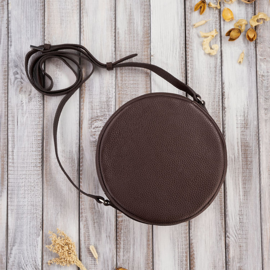 TOREBKA DAMSKA NA RAMIĘ SKÓRZANA BRĄZOWA OKRĄGŁA PAOLO PERUZZI IN-63-BR